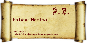 Haider Nerina névjegykártya
